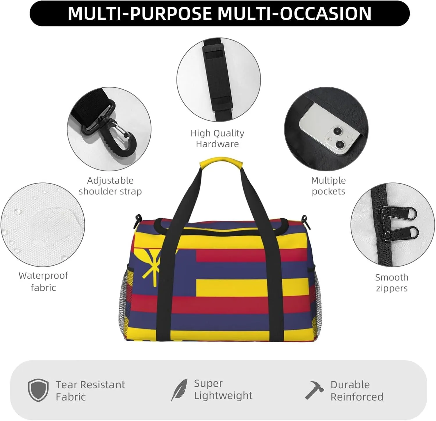Flag Of The Kingdom Of Hawaii Travel Bag, Weekender Bags For Women Men For Outdoor Adventures, Ideal For Camping And Hiking
