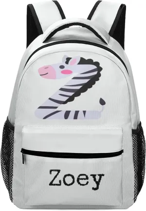 Flat Cartoon Alphabet Custom Kids Backpack, Personalized Student School Bags for Boys & Girls, Bookbags with Adjustable Strapfor Travel