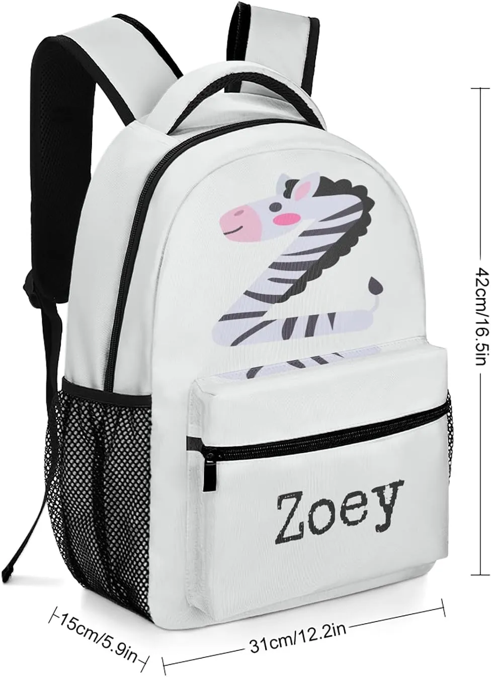 Flat Cartoon Alphabet Custom Kids Backpack, Personalized Student School Bags for Boys & Girls, Bookbags with Adjustable Strapfor Travel