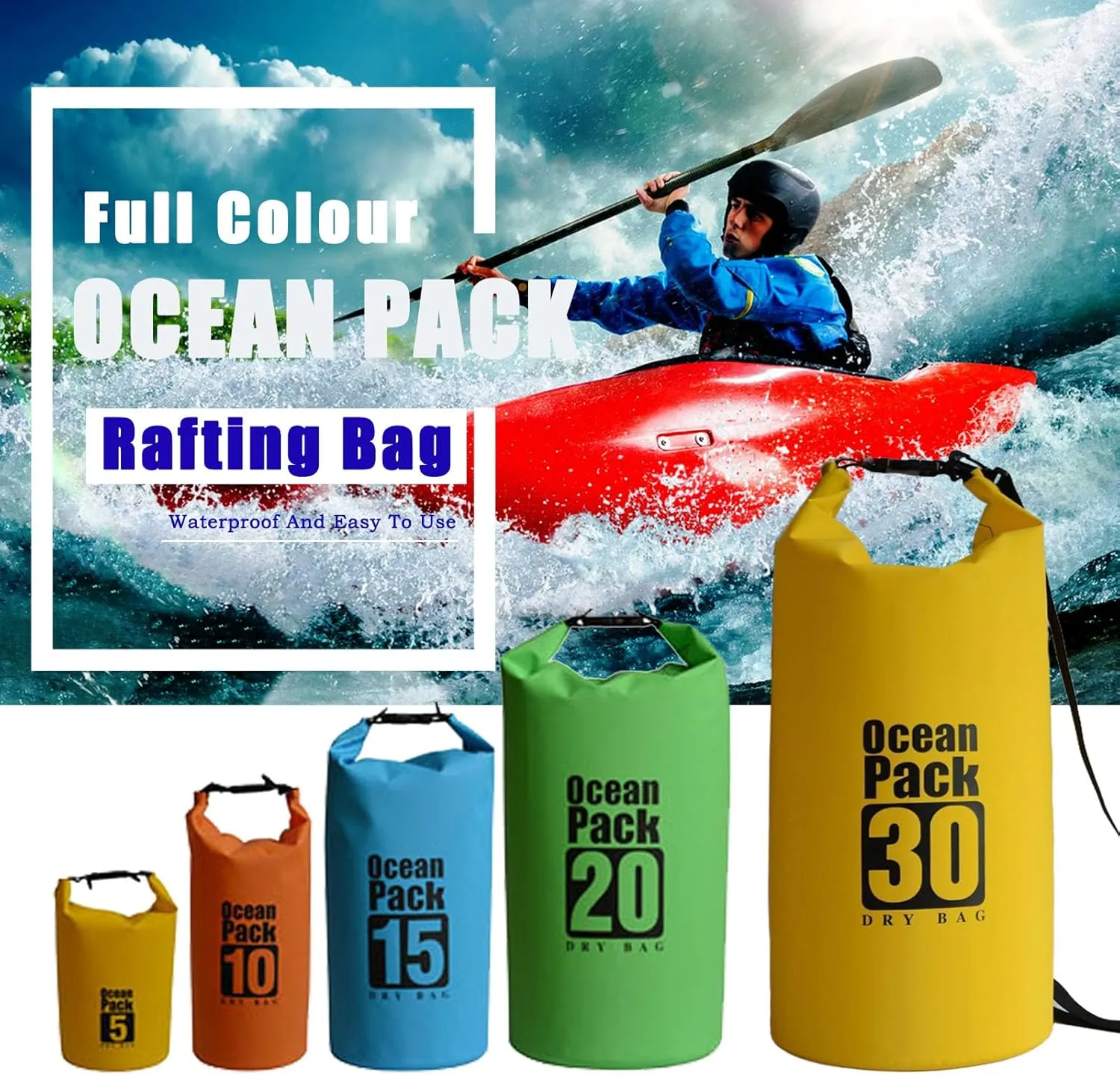 Floating Waterproof Dry Bag Backpack 5L/10L/20L, Roll Top Bag for Kayaking, Rafting, Boating, Swimming, Camping, Hiking, Beach, Fishing, Waterproof Beach Bag. (Orange, 10L)