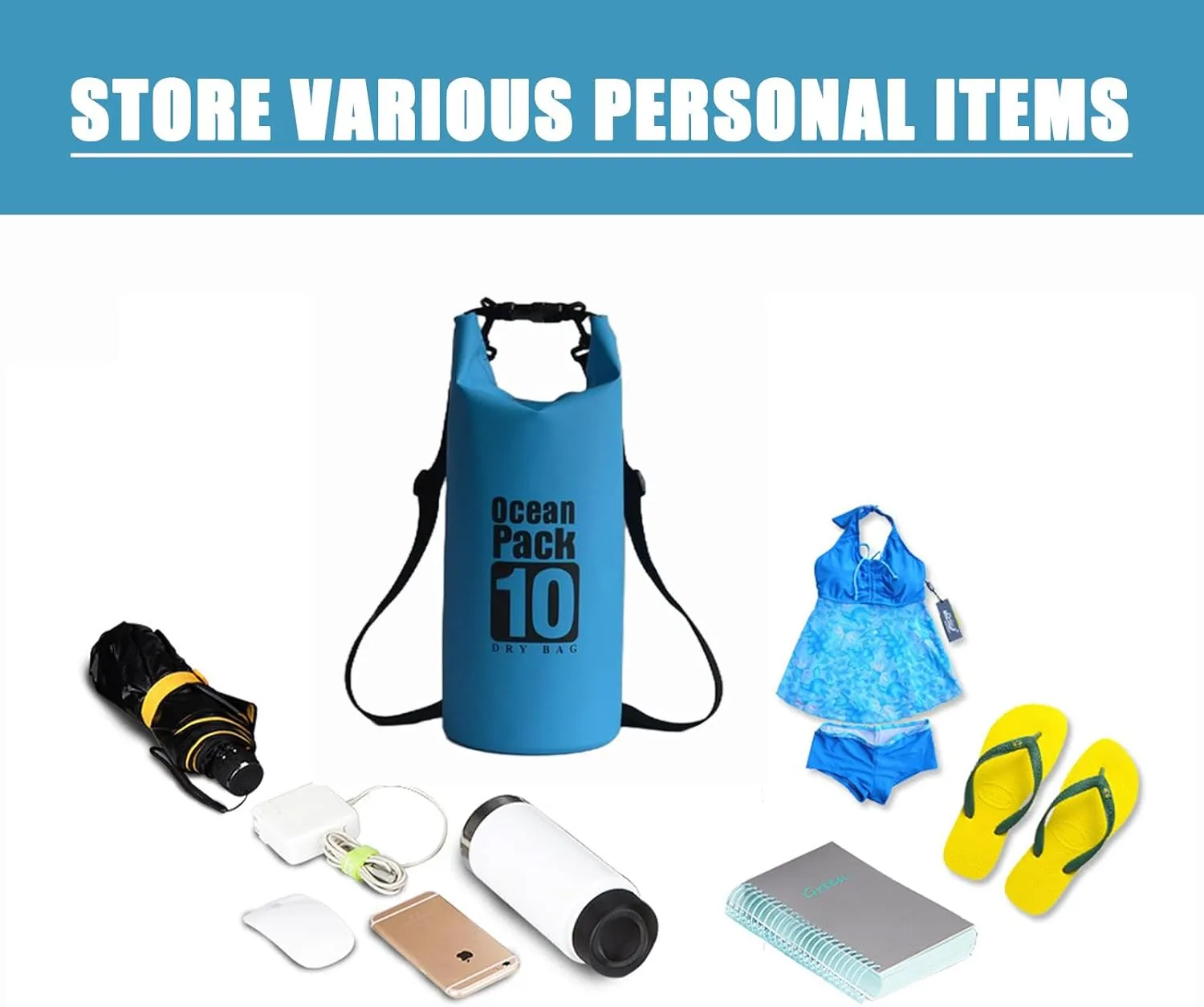 Floating Waterproof Dry Bag Backpack 5L/10L/20L, Roll Top Bag for Kayaking, Rafting, Boating, Swimming, Camping, Hiking, Beach, Fishing, Waterproof Beach Bag. (Orange, 10L)