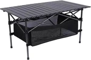 Foldable Camping Table, Outdoor Rolling Folding Table, Aluminium Alloy Folding Table, Ultra-lightweight and portable, 3 sizes to choose from, suitable for camping, picnic, BBQ, party(Black,37.4X21.6X1