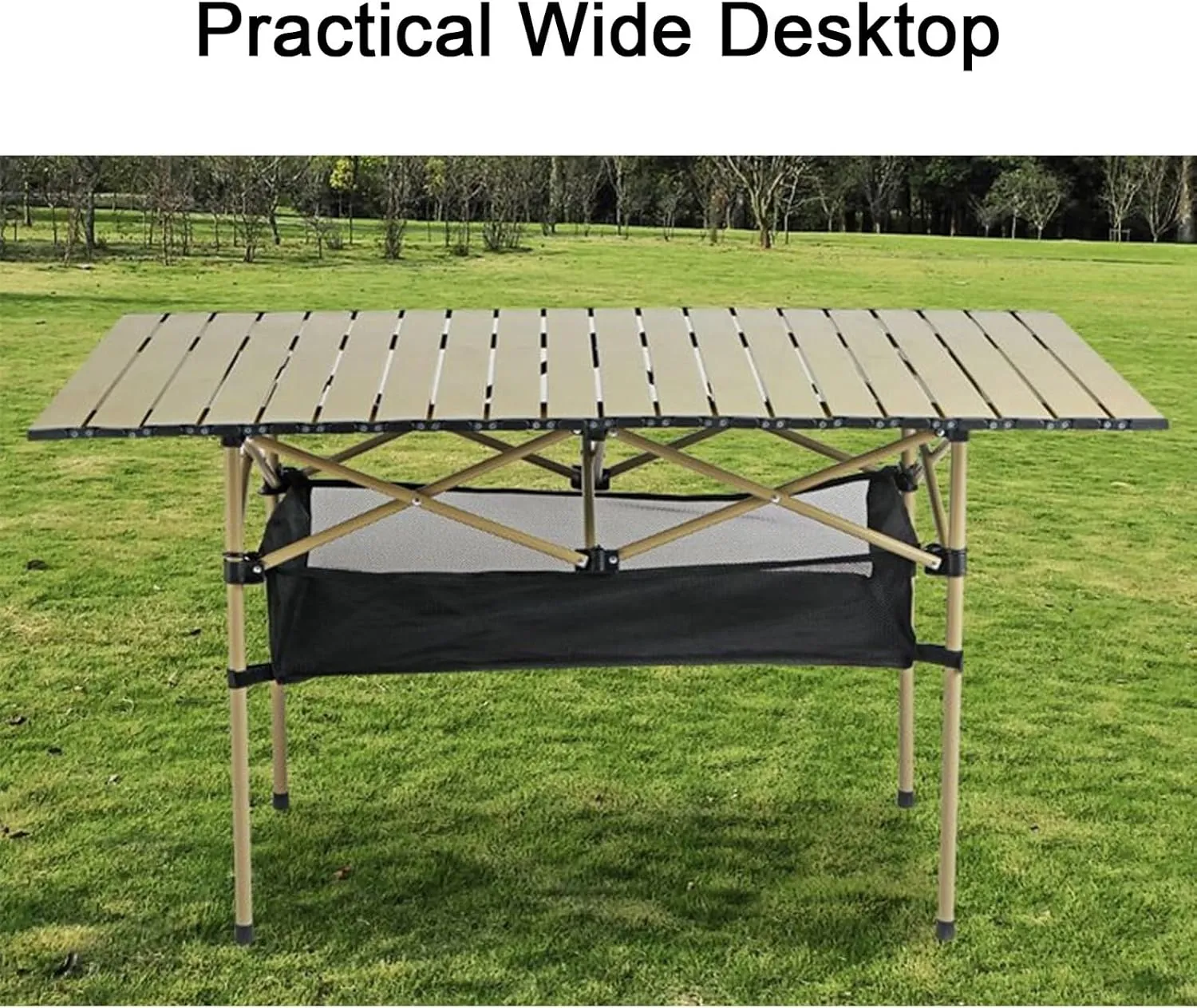 Foldable Camping Table, Outdoor Rolling Folding Table, Aluminium Alloy Folding Table, Ultra-lightweight and portable, 3 sizes to choose from, suitable for camping, picnic, BBQ, party(Black,37.4X21.6X1