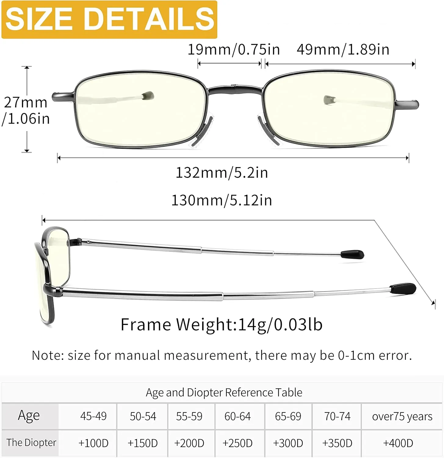 Folding Reading Glasses Blue Light Blocking, Soft Nose Pad Spring Hinge Portable Thin Readers for Men Women 3 Pack