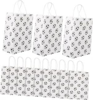 FOMIYES 12Pcs Football Themed Paper Bags Sports Party Present Bags for Boys Treats and Goodies Durable and Stylish Design for Celebrations and Events