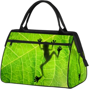 Frog Shadow Leaf Travel Duffel Bag Sports Travel Duffel Bag Waterproof Durable Large Gym Tote Bag Weekender Overnight Bag for Women Travel Gym Yoga