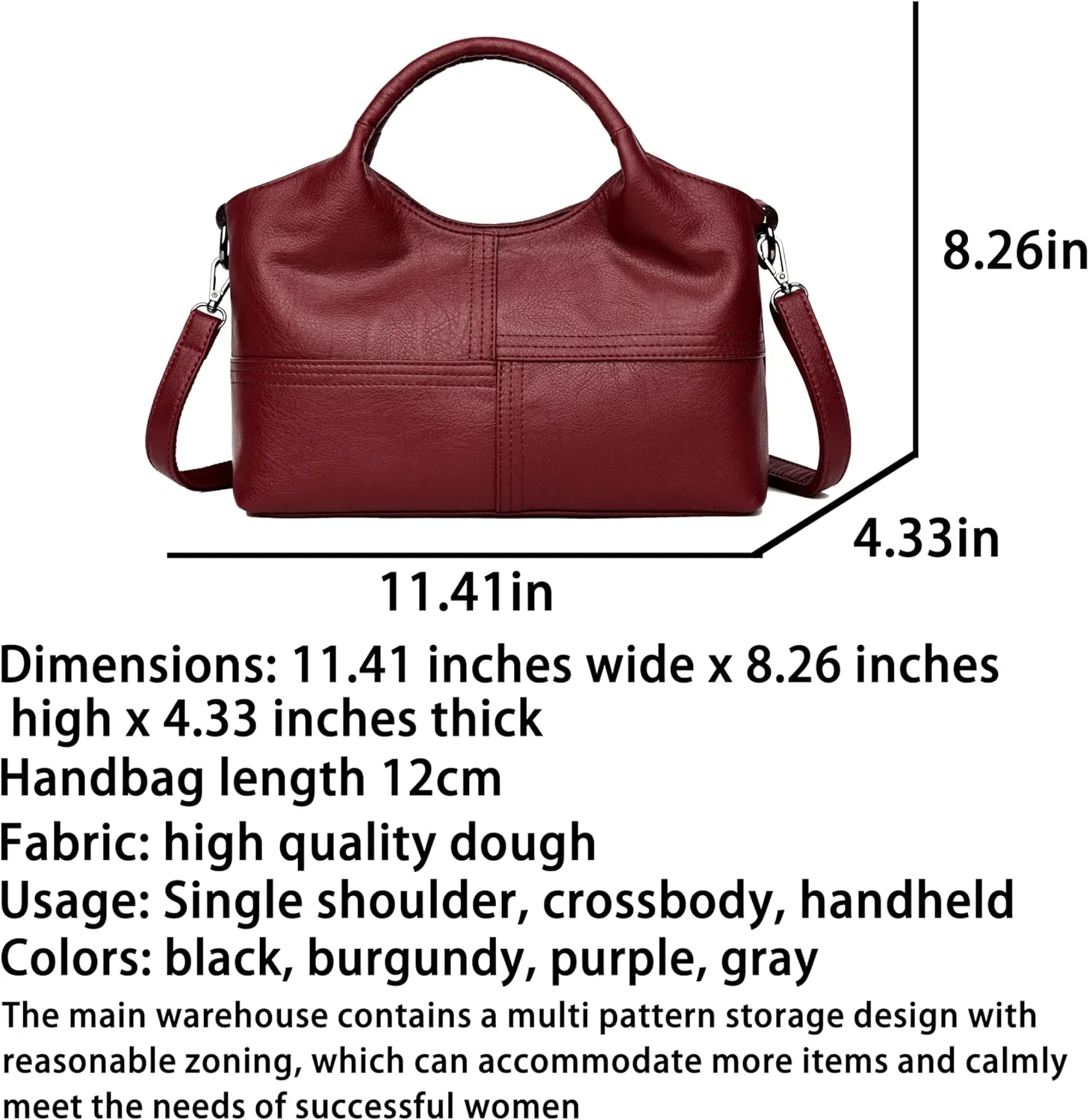 FSD. WG Leather Shoulder Bags Purses and Handbags for Women Top Handle Tote Satchel Ladies Hobo Bags