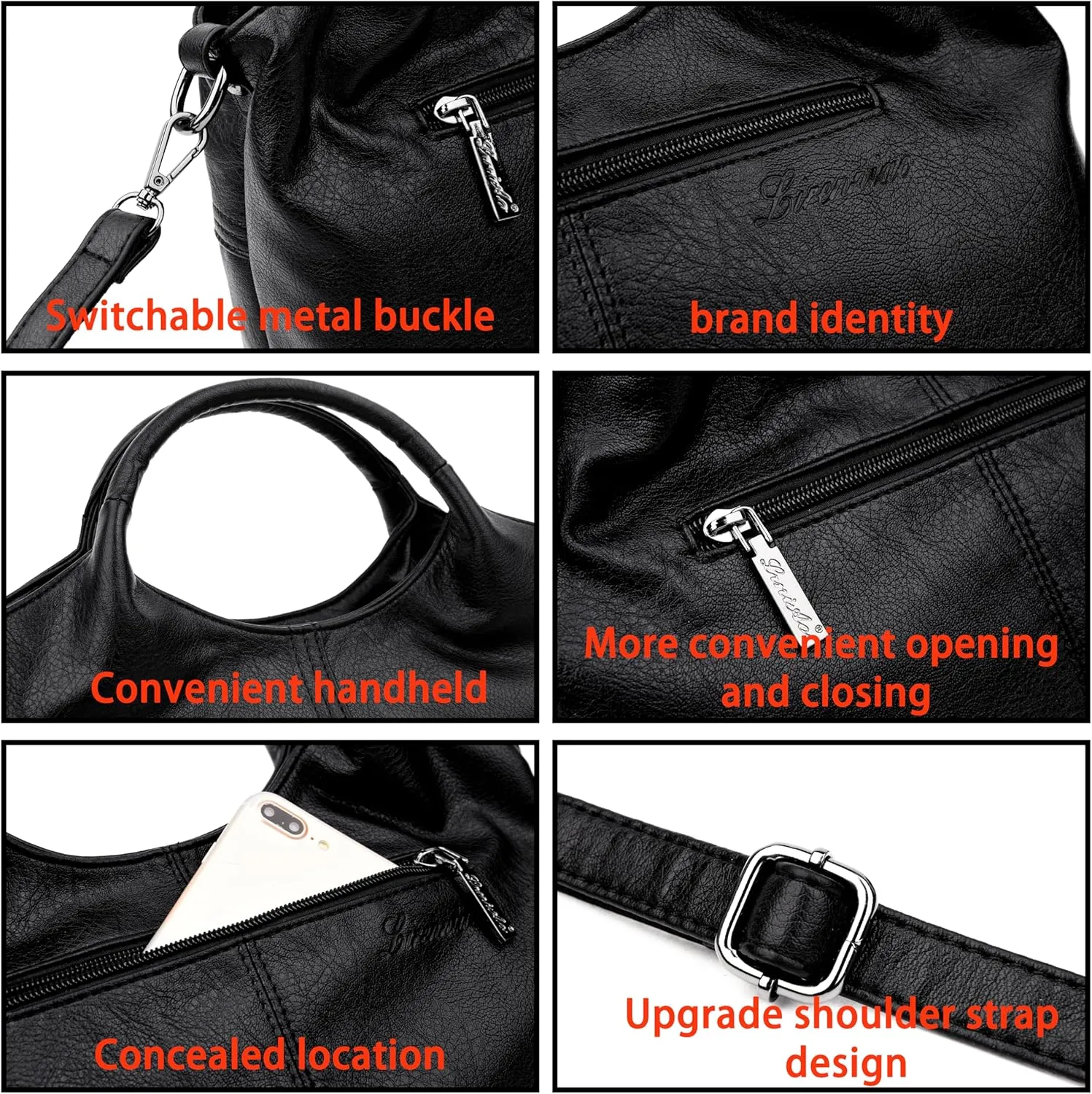 FSD. WG Leather Shoulder Bags Purses and Handbags for Women Top Handle Tote Satchel Ladies Hobo Bags