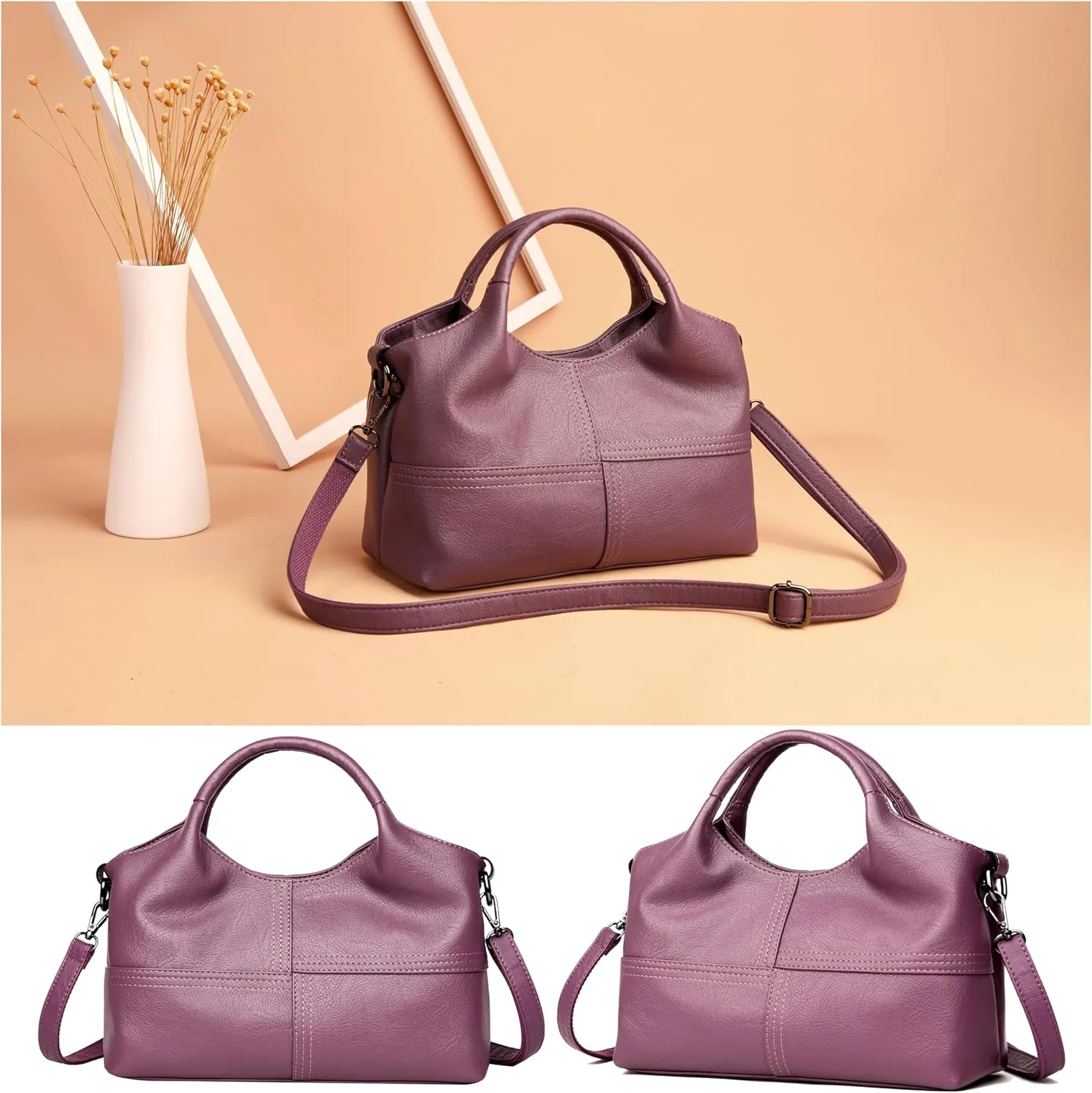 FSD. WG Leather Shoulder Bags Purses and Handbags for Women Top Handle Tote Satchel Ladies Hobo Bags