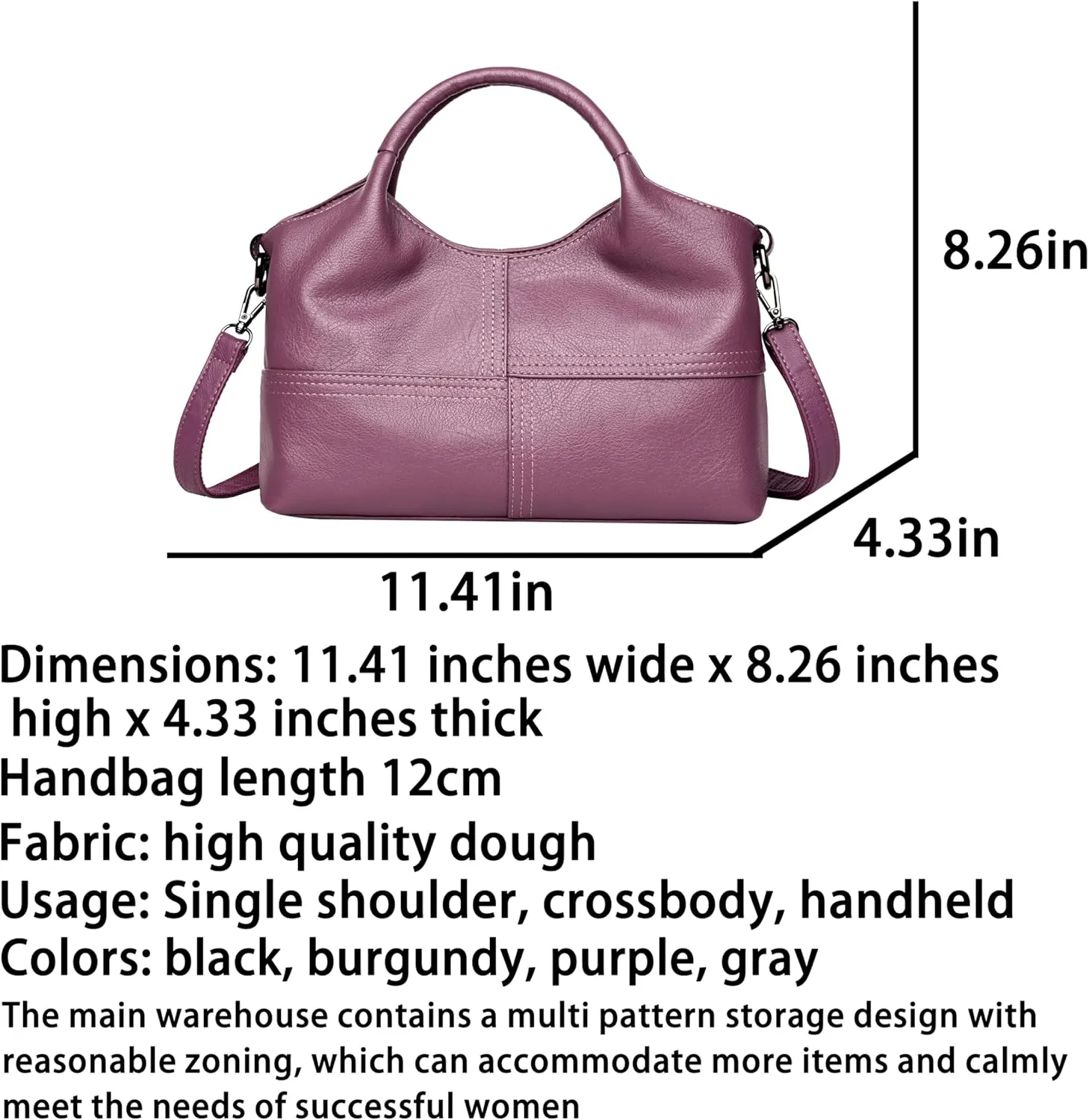 FSD. WG Leather Shoulder Bags Purses and Handbags for Women Top Handle Tote Satchel Ladies Hobo Bags