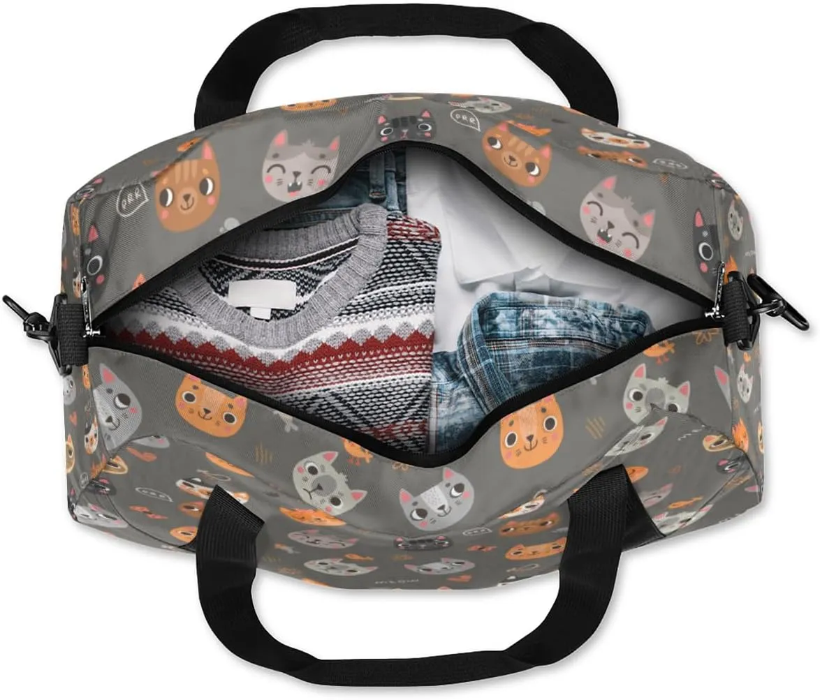 Funny Cute Cats Gym Bag, Duffle Bag, Weekender Bag, Duffel Bag, Overnight Bag, Travel Duffel Bag, Dance Bag, Tote Bag, Beach Bag, Pool Bag, Gym Duffle Bag, Carry on Bag