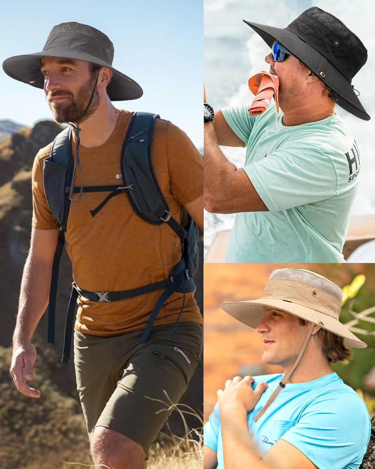 FURTALK Sun Hats for Men Women Fishing Hat UPF 80  Breathable Wide Brim Hiking Summer UV Protection Bucket Hats