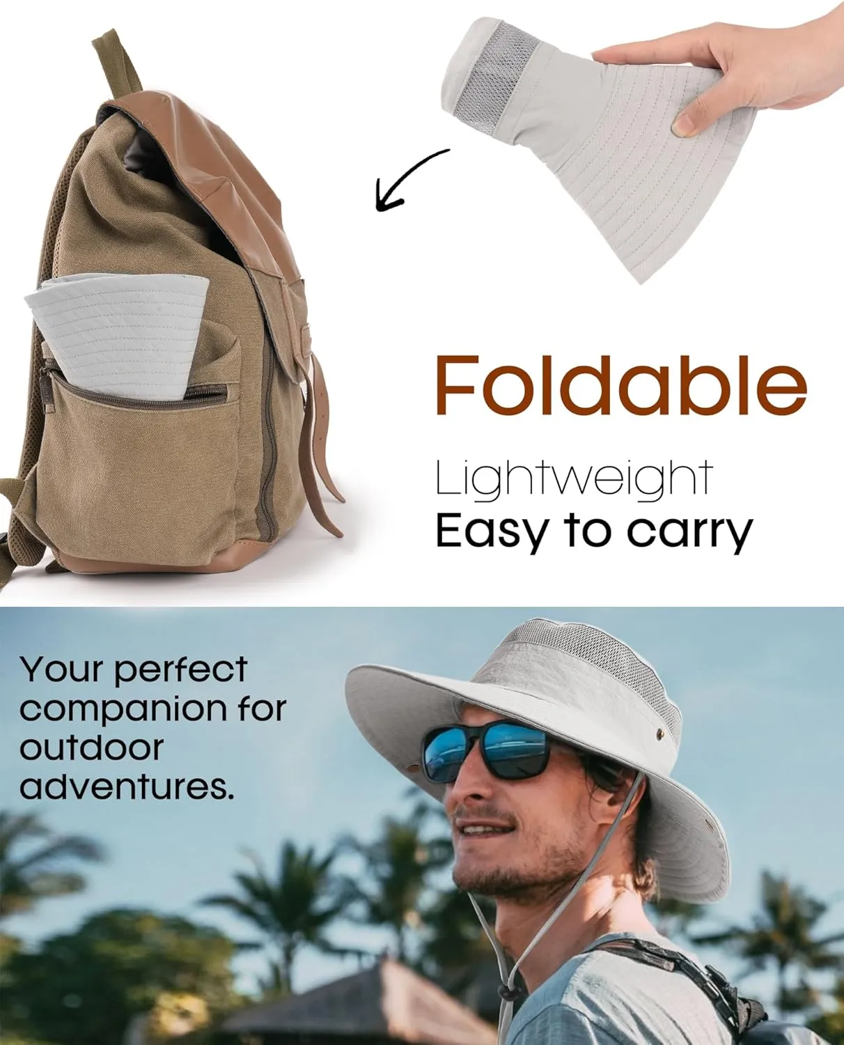 FURTALK Sun Hats for Men Women Fishing Hat UPF 80  Breathable Wide Brim Hiking Summer UV Protection Bucket Hats