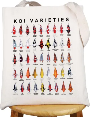 G2TUP Koi Varieties Tote Bag Koi Fish Lover Gifts Yin Yang Japanese Koi Fish Gifts Carp Fish Shoulder Bag