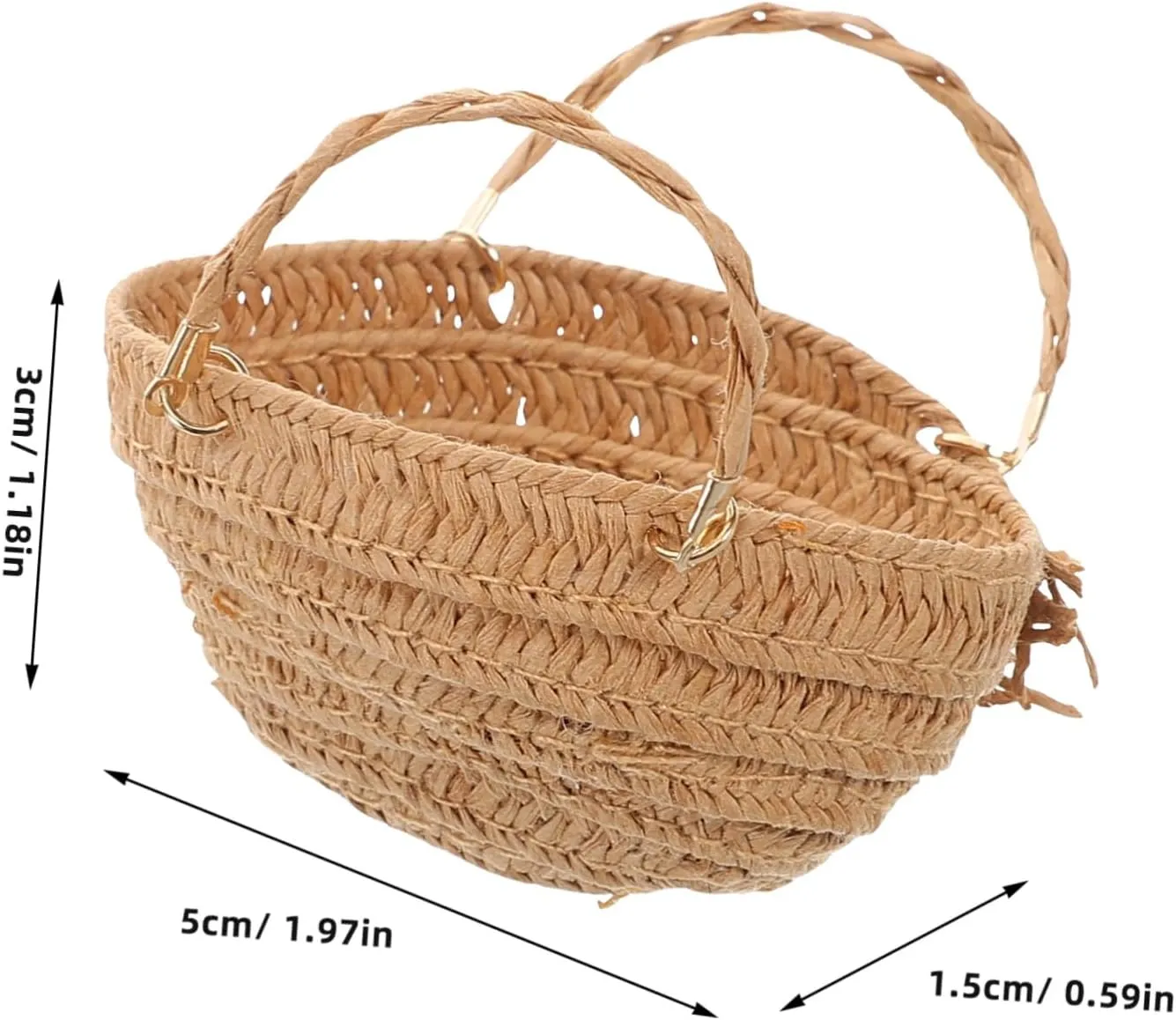 Garneck Miniature Woven Shoulder Bag for Dolls Dollhouse Storage Accessory Tiny Basket for Doll Display Picnic Sturdy and Design