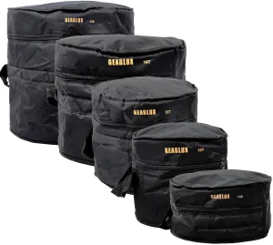 Gearlux 5-Piece Drum Bag Set with 10mm Padding for 10" Tom, 12" Tom, 14" Tom, 14" Snare, and 20" Bass Drum