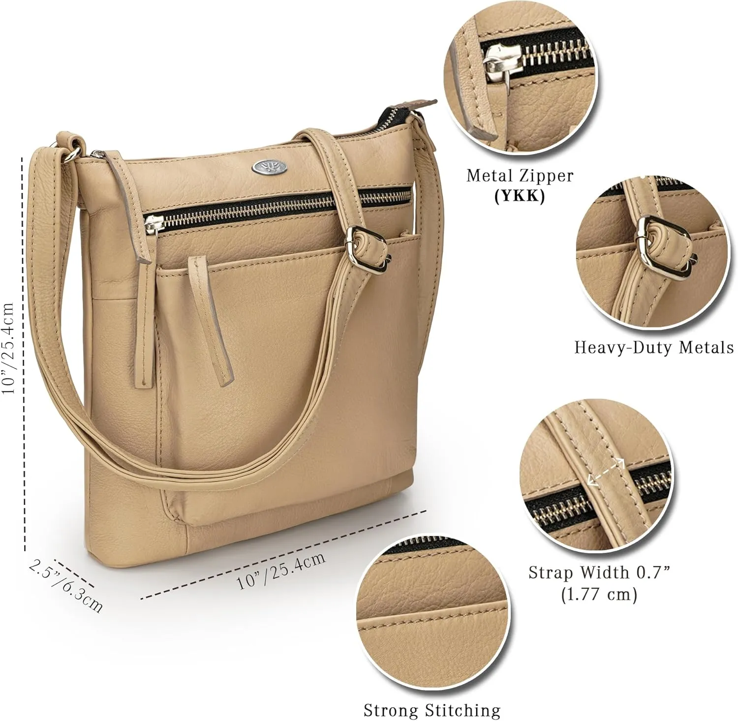 Genuine Leather Crossbody Bags for Women, Premium Handmade Leather Purses - Shoulder Handbags, Adjustable Strap