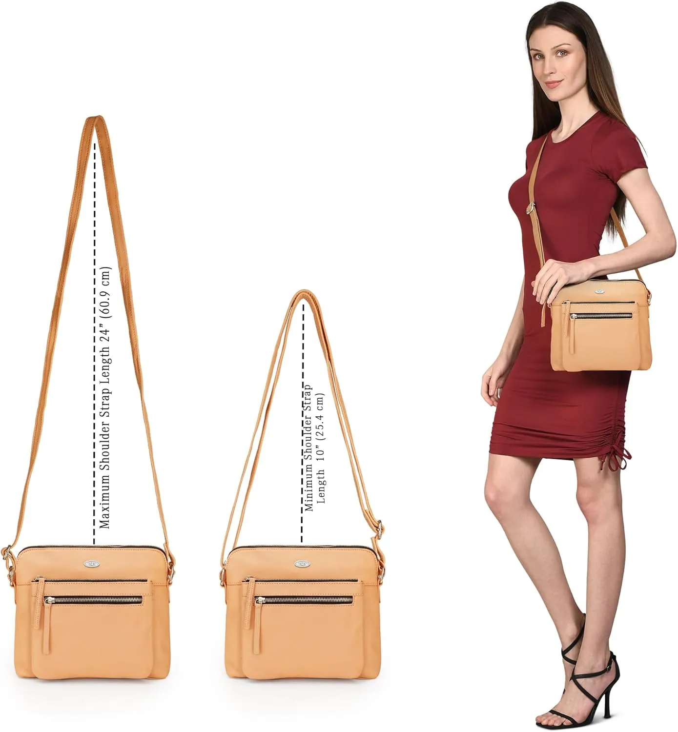 Genuine Leather Crossbody Bags for Women, Premium Handmade Leather Purses - Shoulder Handbags, Adjustable Strap
