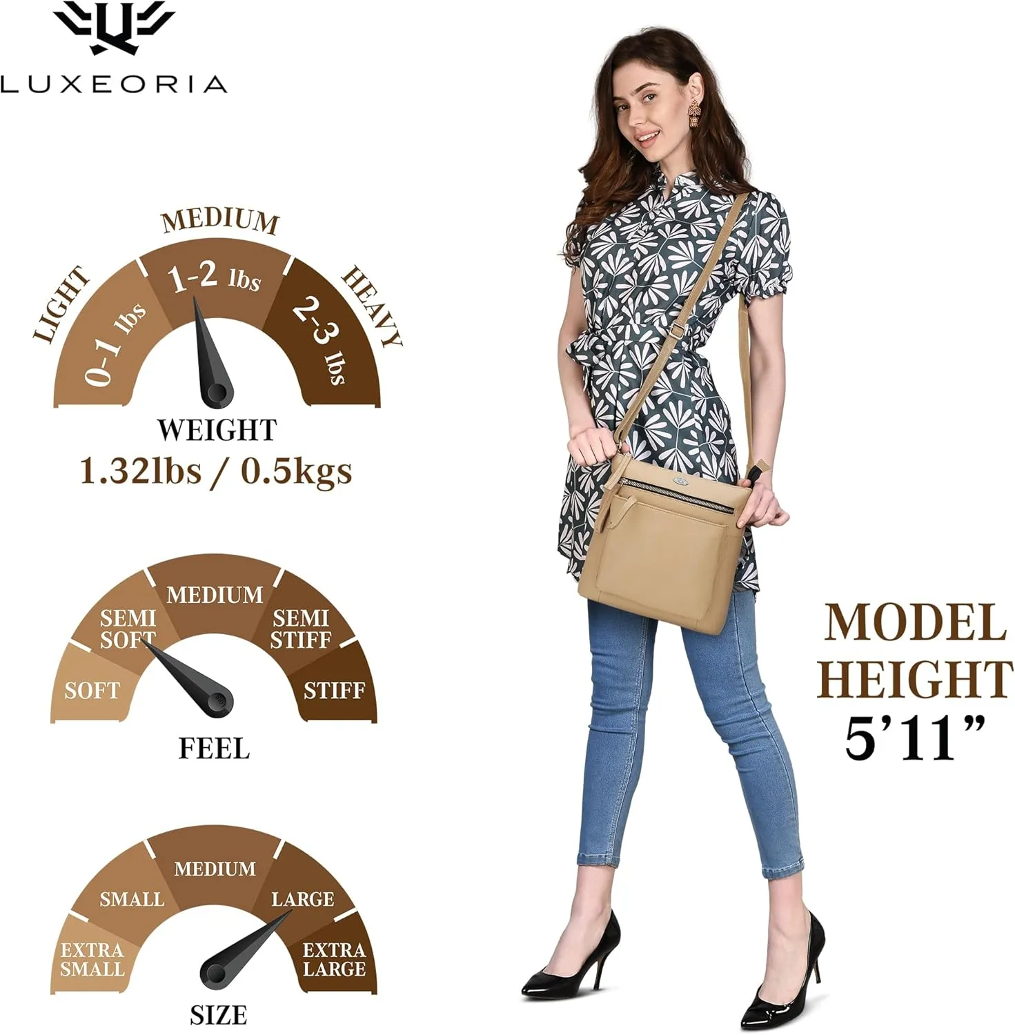 Genuine Leather Crossbody Bags for Women, Premium Handmade Leather Purses - Shoulder Handbags, Adjustable Strap
