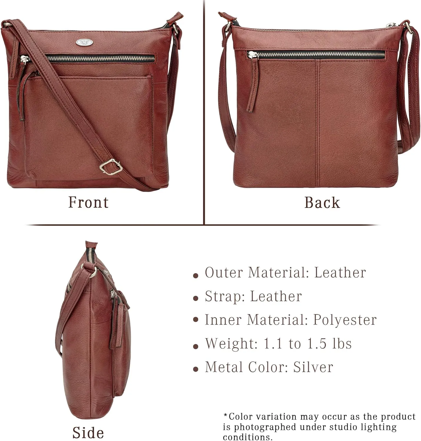 Genuine Leather Crossbody Bags for Women, Premium Handmade Leather Purses - Shoulder Handbags, Adjustable Strap