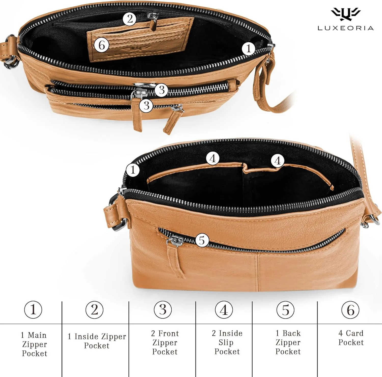 Genuine Leather Crossbody Bags for Women, Premium Handmade Leather Purses - Shoulder Handbags, Adjustable Strap