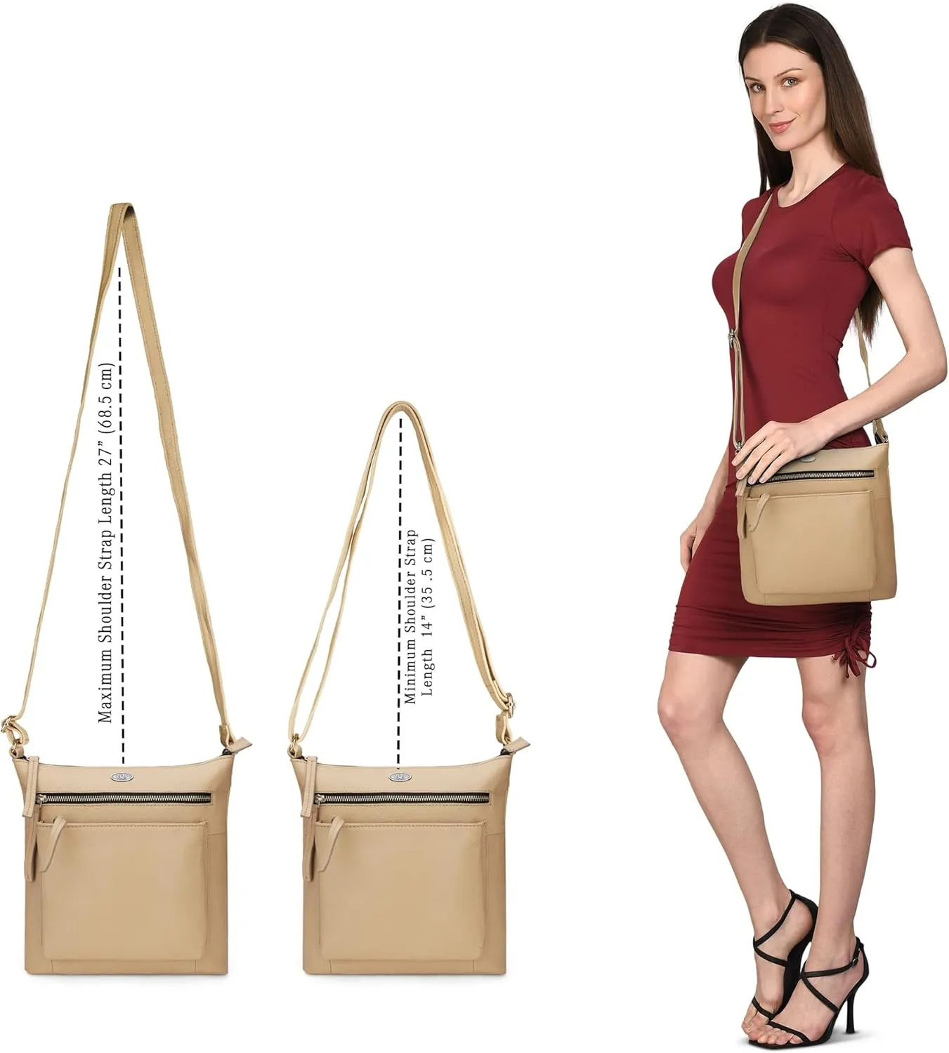 Genuine Leather Crossbody Bags for Women, Premium Handmade Leather Purses - Shoulder Handbags, Adjustable Strap