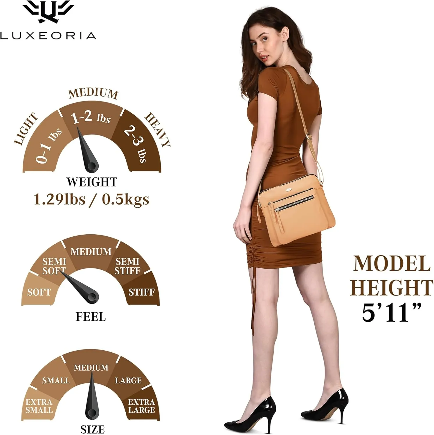 Genuine Leather Crossbody Bags for Women, Premium Handmade Leather Purses - Shoulder Handbags, Adjustable Strap