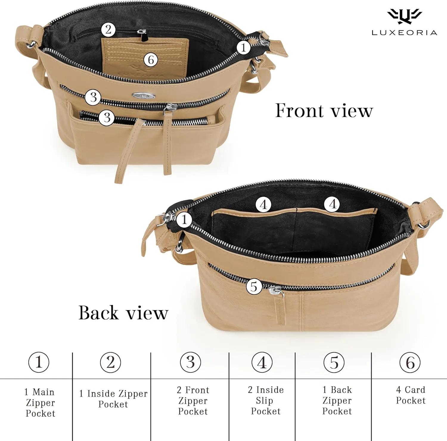 Genuine Leather Crossbody Bags for Women, Premium Handmade Leather Purses - Shoulder Handbags, Adjustable Strap