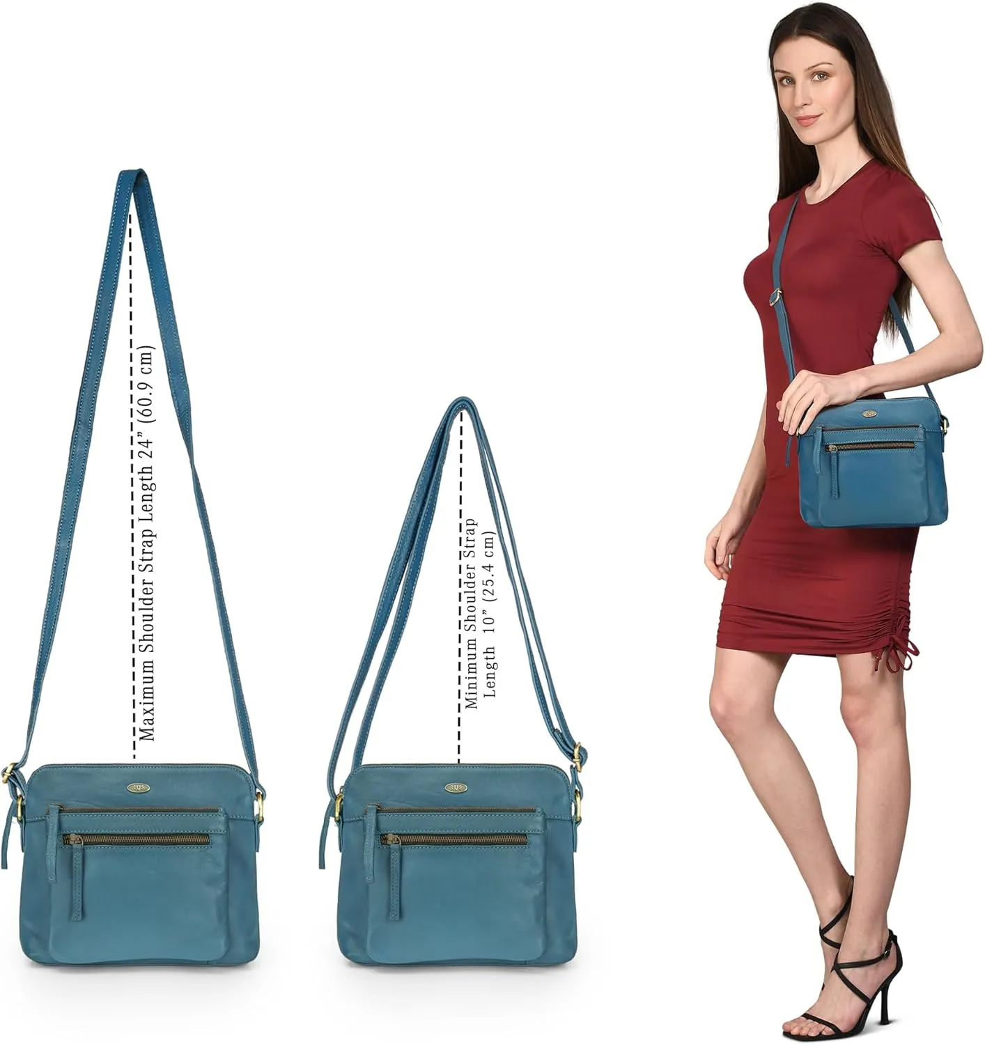 Genuine Leather Crossbody Bags for Women, Premium Handmade Leather Purses - Shoulder Handbags, Adjustable Strap
