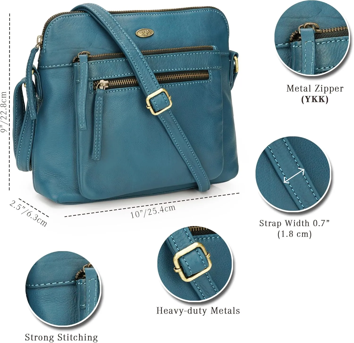 Genuine Leather Crossbody Bags for Women, Premium Handmade Leather Purses - Shoulder Handbags, Adjustable Strap