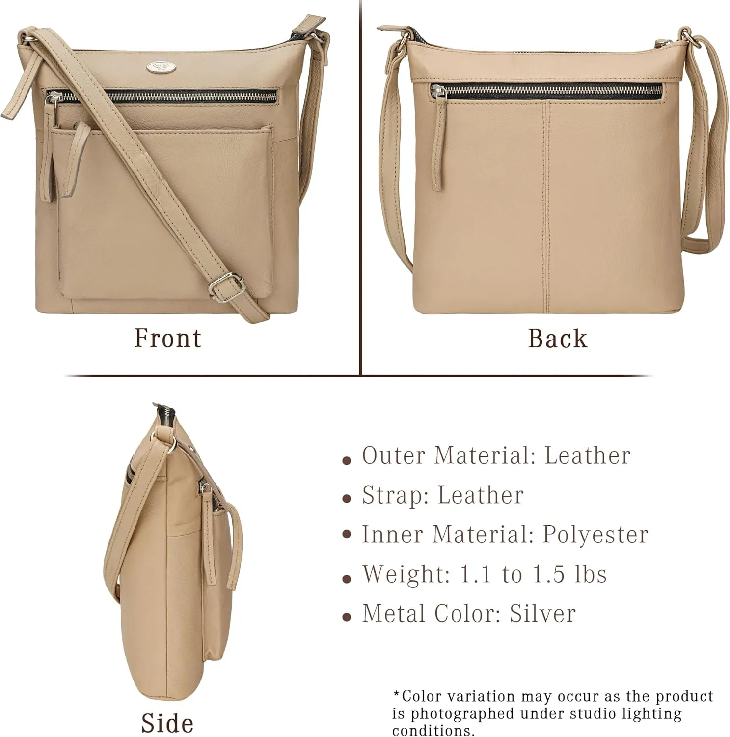 Genuine Leather Crossbody Bags for Women, Premium Handmade Leather Purses - Shoulder Handbags, Adjustable Strap