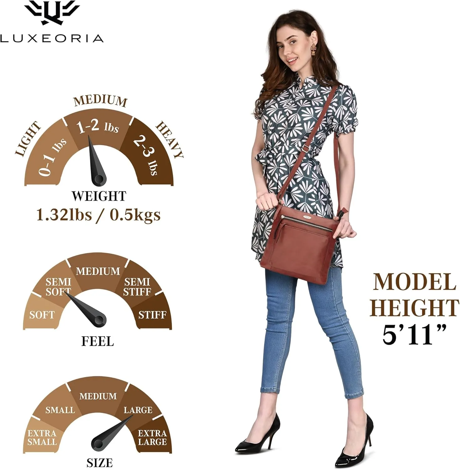 Genuine Leather Crossbody Bags for Women, Premium Handmade Leather Purses - Shoulder Handbags, Adjustable Strap