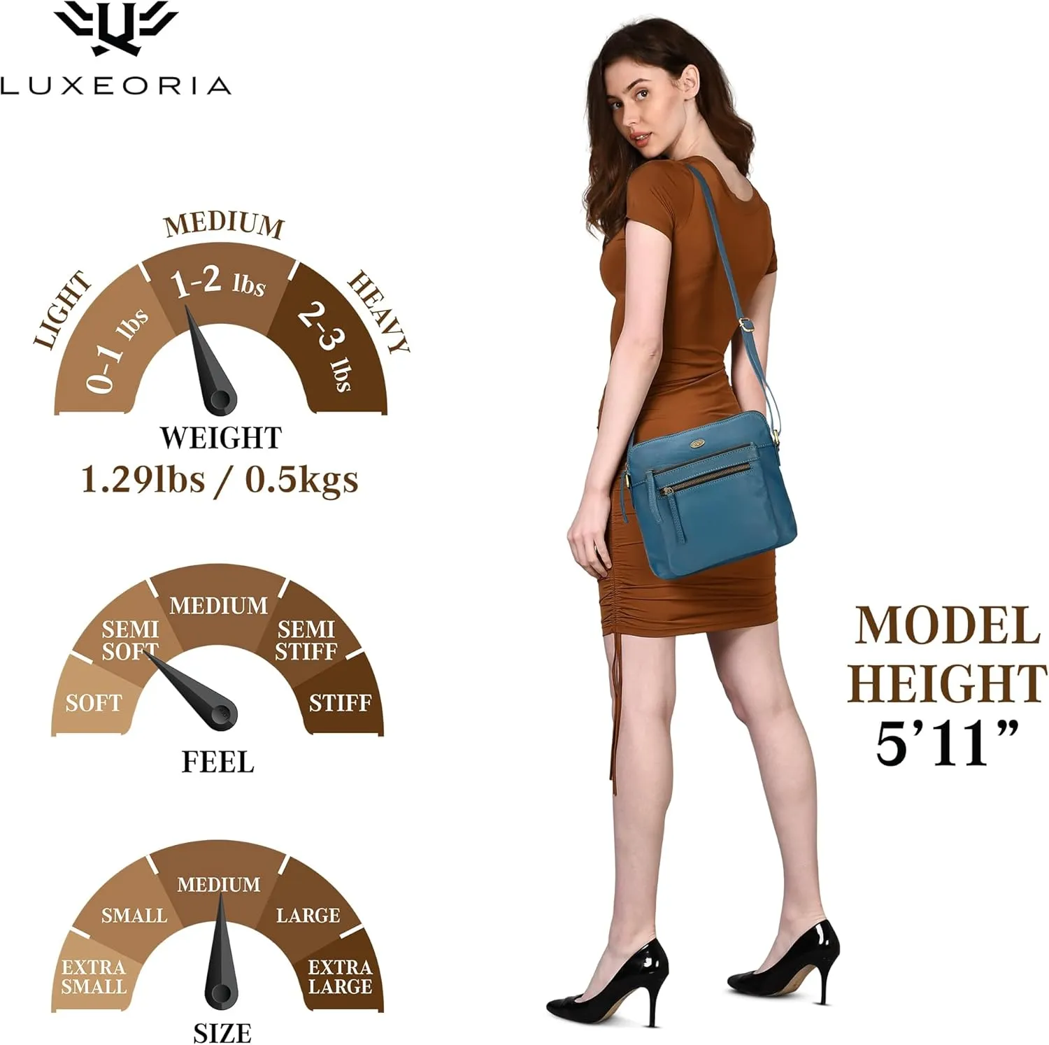 Genuine Leather Crossbody Bags for Women, Premium Handmade Leather Purses - Shoulder Handbags, Adjustable Strap