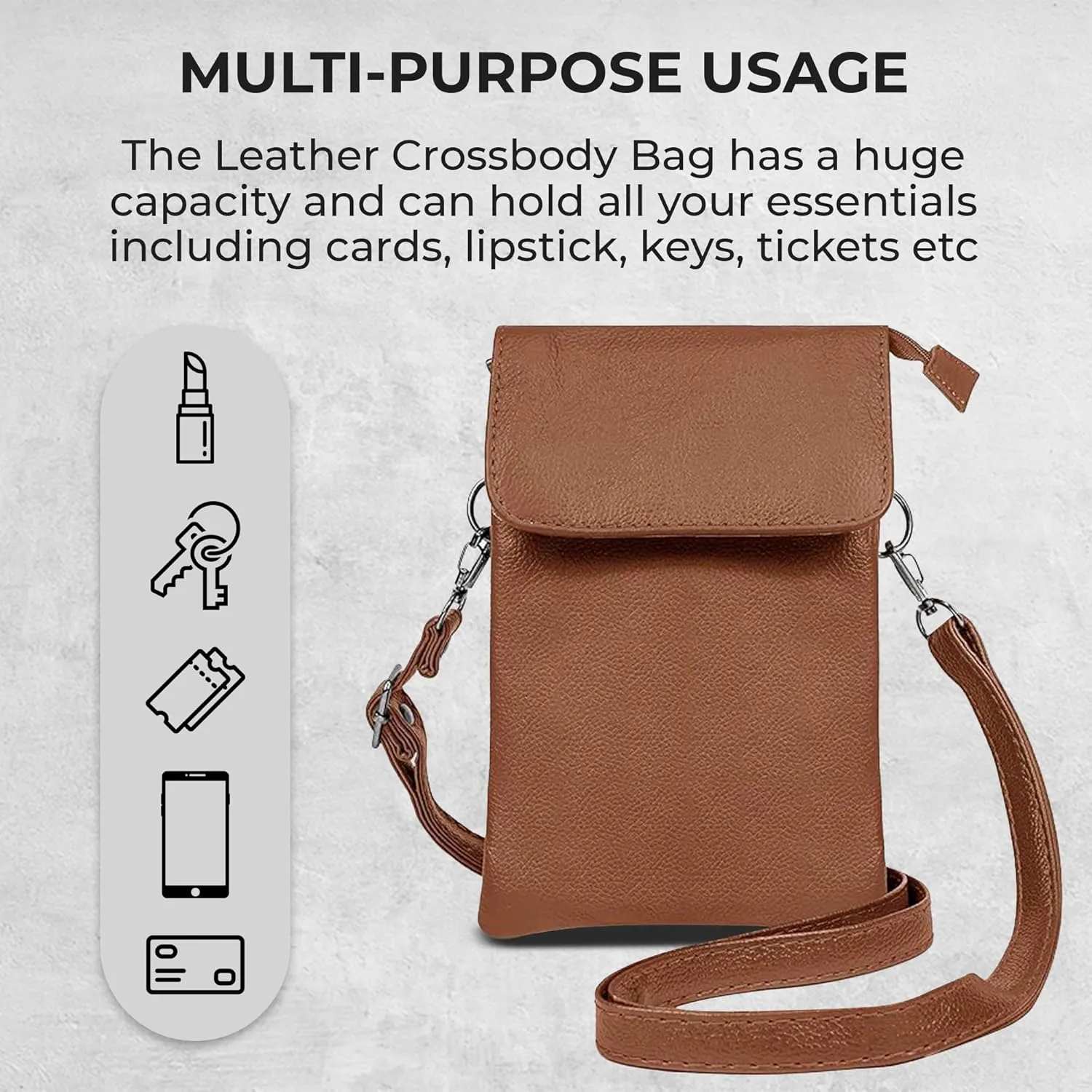 Genuine Leather Small Crossbody Phone Purse for women – Lightweight, Stylish,Durable and Spacious with Adjustable Strap