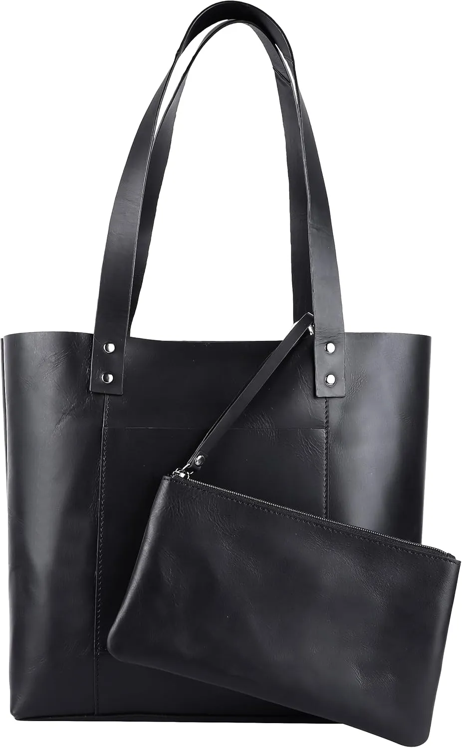 Genuine Leather Tote Bag for Women-Spacious, Versatile Work, Laptop, or Travel Tote w/Wristlet-Made to Last