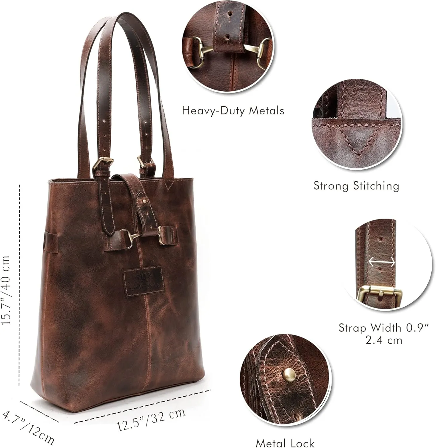 Genuine Leather Tote Bags for Women, Laptop Handbags, Women's Shoulder Bag, For Office, Travel, Shopping, Adjustable Strap