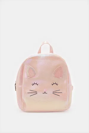Girls Pink Embellished Backpack