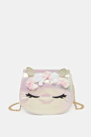 Girls Pink Embellished Crossbody Bag