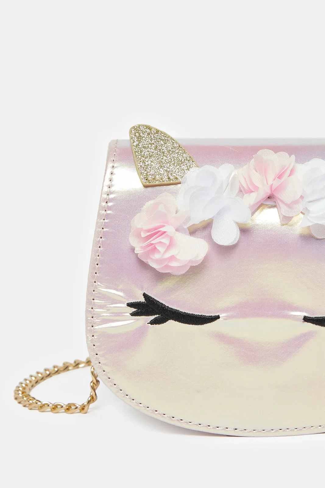 Girls Pink Embellished Crossbody Bag