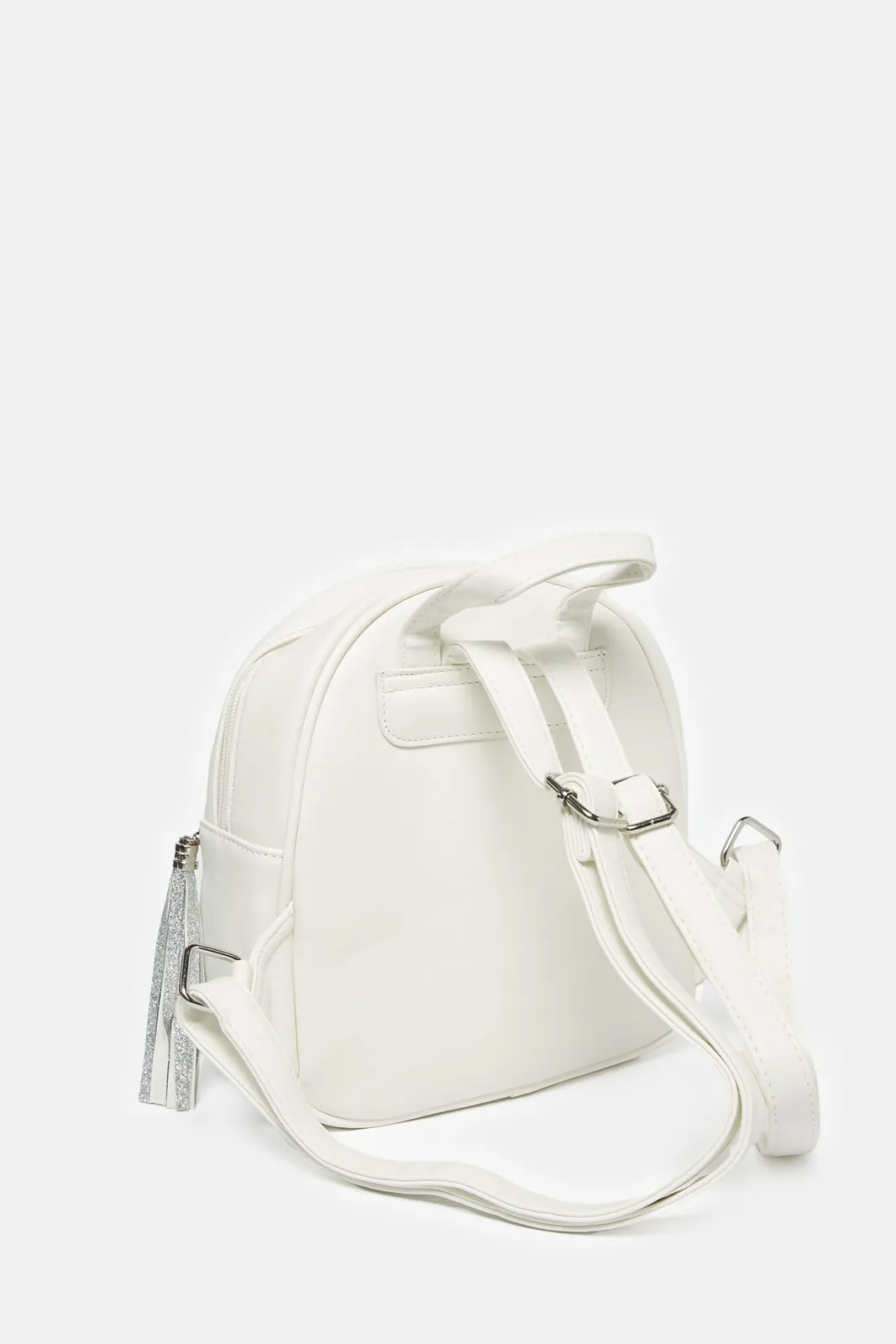 Girls White Embellished Backpack