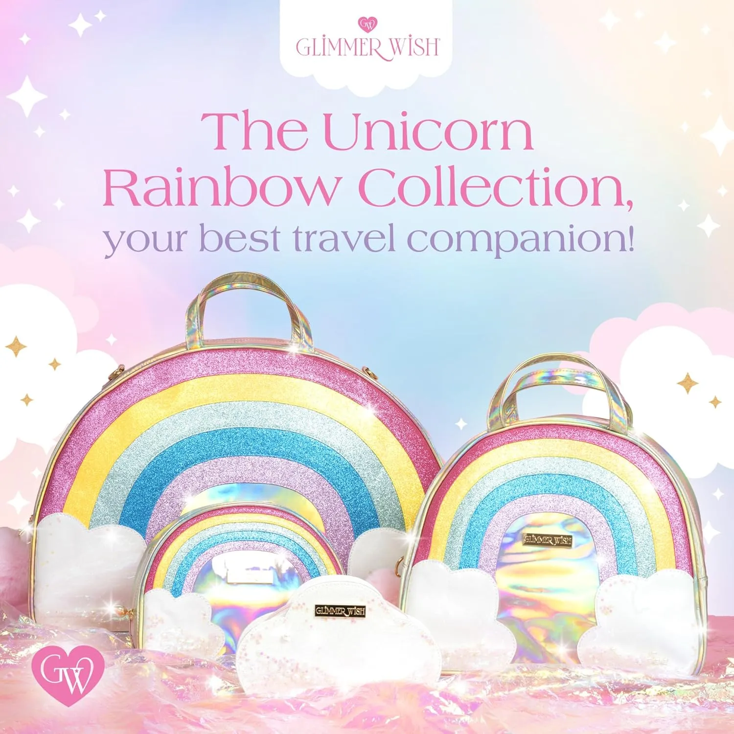 Glimmer Wish Unicorn Cloud Pouch, Trendy Mini Pouch, Clutch, or Coin Purse for your Tiny Treasures, Great Gifts for Teens and Girls, 8.1 x 2.6 x 4.5 in