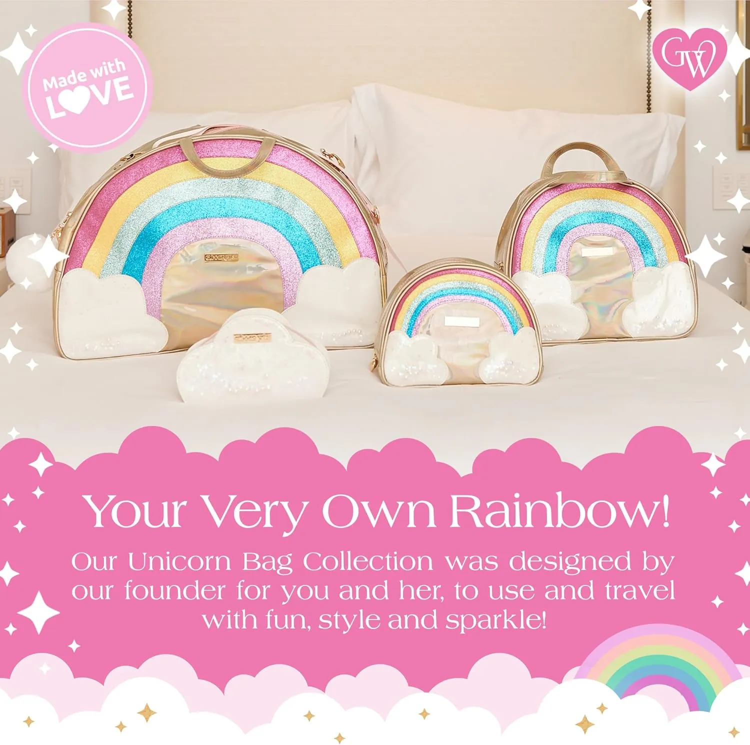 Glimmer Wish Unicorn Cloud Pouch, Trendy Mini Pouch, Clutch, or Coin Purse for your Tiny Treasures, Great Gifts for Teens and Girls, 8.1 x 2.6 x 4.5 in