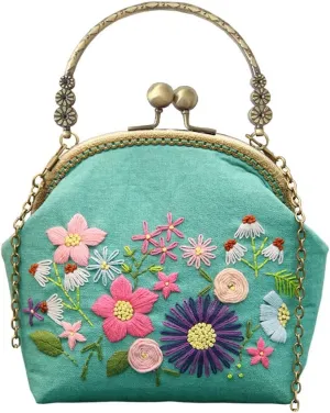 Gogobear Easy Embroidery DIY Bags Purse Wallet Handbag Handmade Embroidered Handbag Crossbody Spring Flowers