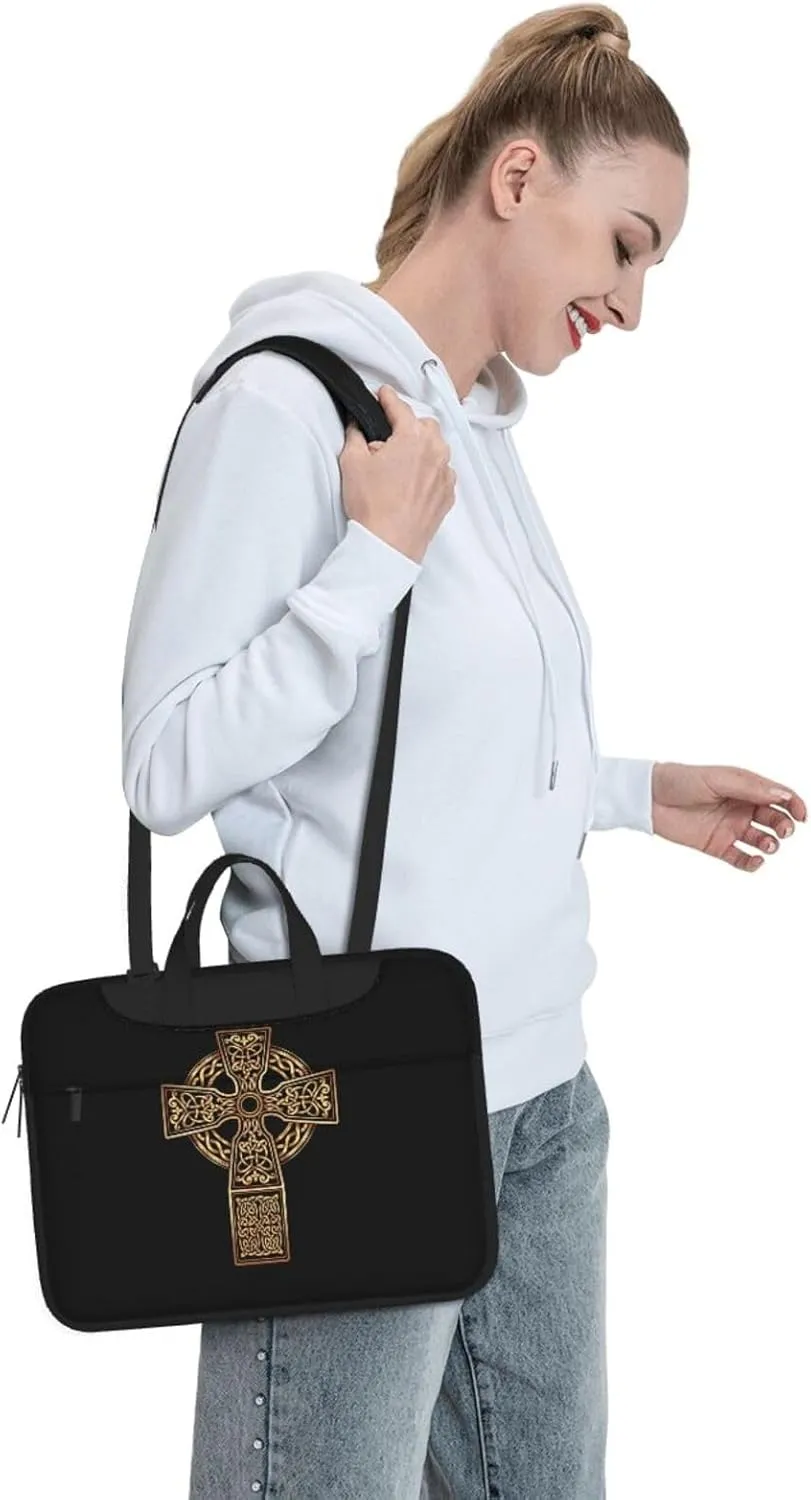 Golden Marble Pattern Texture Laptop Bag Classic Slim Briefcase Messenger Bag, Spacious, Ergonomic