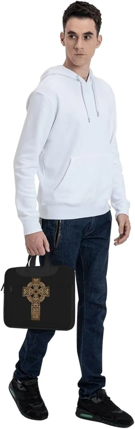 Golden Marble Pattern Texture Laptop Bag Classic Slim Briefcase Messenger Bag, Spacious, Ergonomic