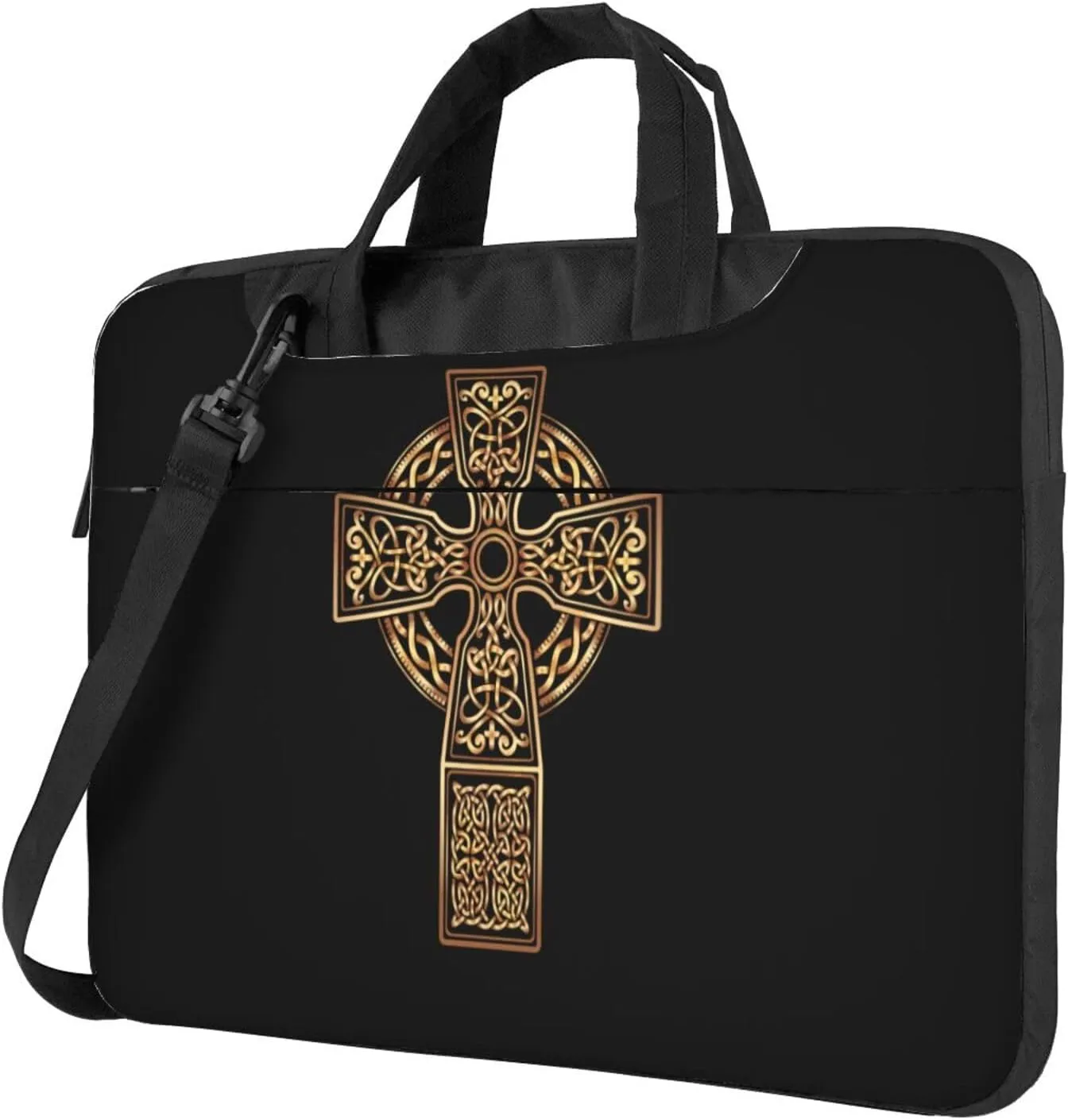 Golden Marble Pattern Texture Laptop Bag Classic Slim Briefcase Messenger Bag, Spacious, Ergonomic