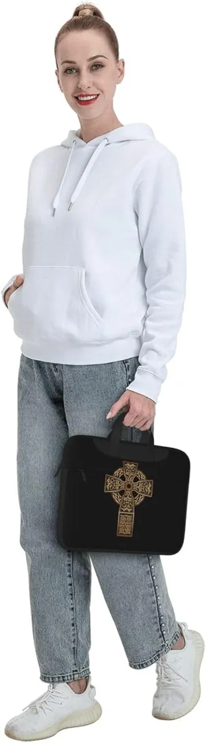 Golden Marble Pattern Texture Laptop Bag Classic Slim Briefcase Messenger Bag, Spacious, Ergonomic