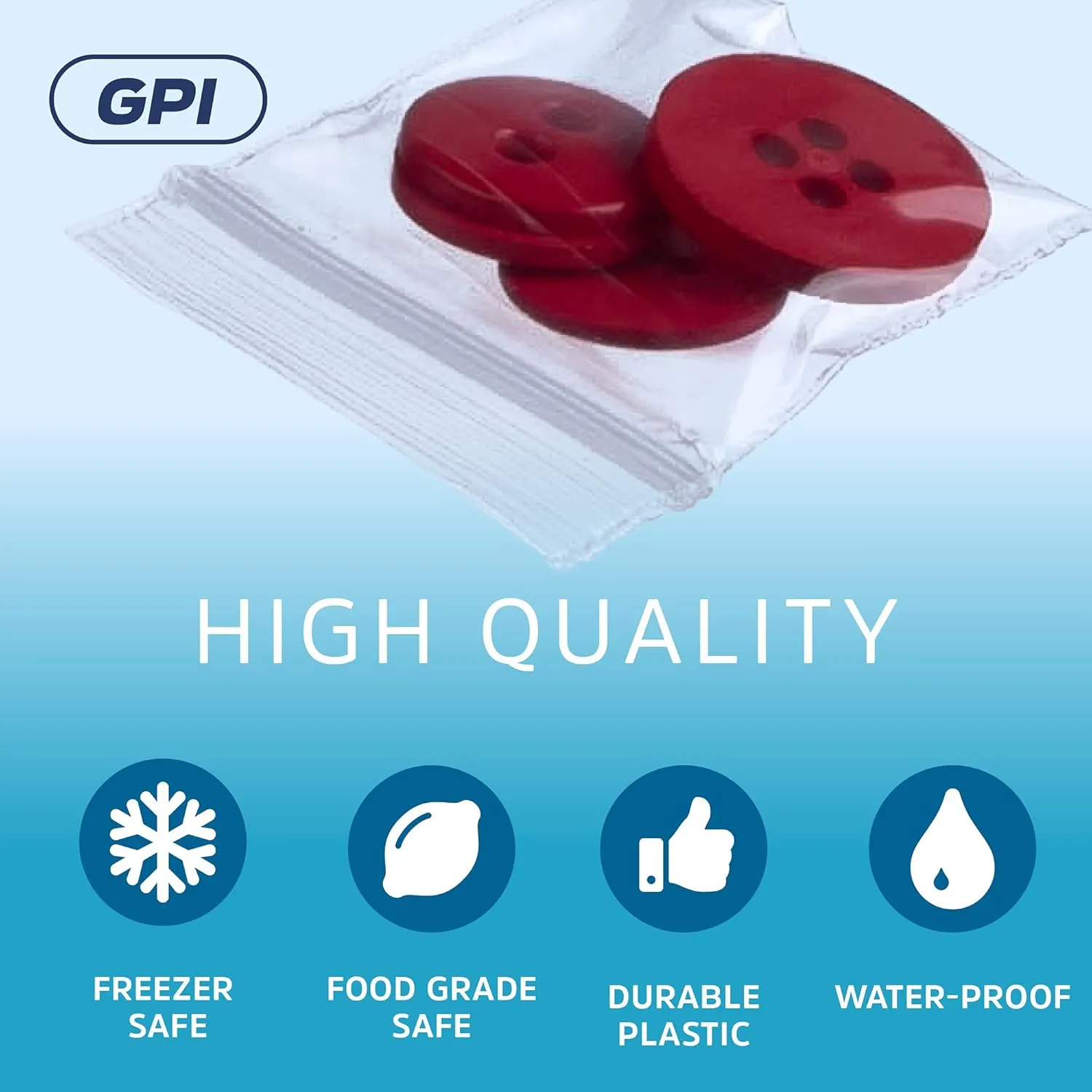 GPI - Pack of 2000-1" X 1" Mini 2 Mil Thick, Clear Plastic Jewelry Zip Bags, Reclosable, Strong & Durable Poly Baggies with Resealable Zip Top Lock for Travel, Storage, Packaging & Shipping.
