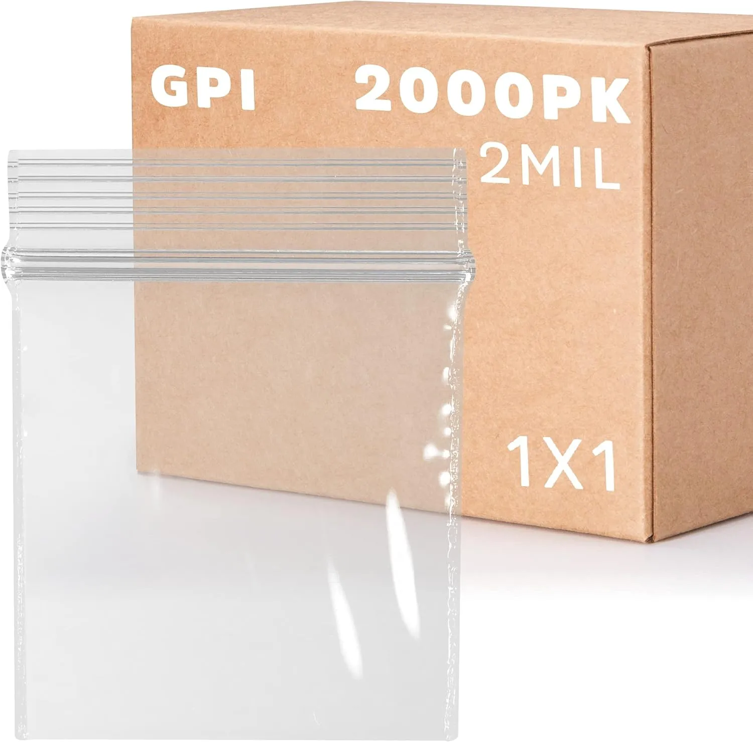 GPI - Pack of 2000-1" X 1" Mini 2 Mil Thick, Clear Plastic Jewelry Zip Bags, Reclosable, Strong & Durable Poly Baggies with Resealable Zip Top Lock for Travel, Storage, Packaging & Shipping.