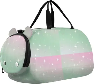 Gradient Peach Green Stars Romantic Boy's Gym Duffel Bag with Shoes Compartment Large Capacity Weekender Overnight Bags for School Practice, Sports, Travel bolsa de para mujer